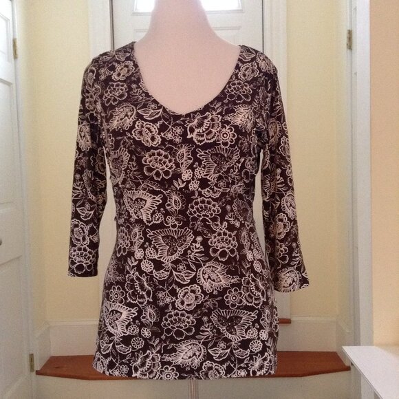No brand Tops - Brown & White printed top Large